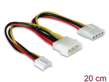 Delock Power Cable Molex 4pin male to Molex 4 pin female + 4 pin Floppy