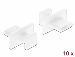 Delock Prachová záslepka pro USB Type-C™ samice s velkým uchopením 10 kusu bílá