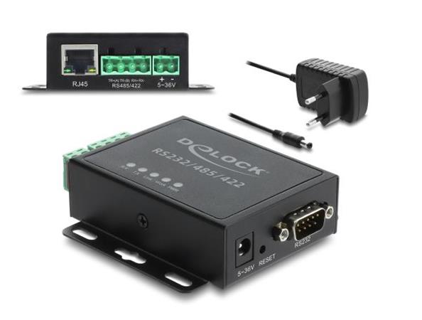 Delock Převodník Ethernet LAN na RS-232/RS-485/RS-422 a brána Modbus RTU/TCP, izolace 1,5 kV