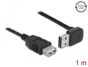 Delock Prodlužovací kabel EASY-USB 2.0 Typ-A samec pravoúhlý nahoru / dolů > USB 2.0 Typ-A samice černá 1 m