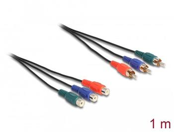 Delock Prodlužovací kabel RCA RGB ze 3 x zástrček na 3 x zásuvky, délky 1 m