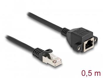 Delock Prodlužovací kabel RJ50 ze zástrčky na zásuvku, S/FTP, 0,5 m, černý
