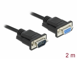 Delock Sériový kabel rozhraní RS-232 Sub-D9, ze zástrčkového na zásuvkový, délky 2 m