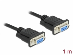 Delock Sériový kabel rozhraní RS-232 Sub-D9, ze zásuvkového na zásuvkový, délky 1 m, null modem