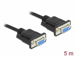 Delock Sériový kabel rozhraní RS-232 Sub-D9, ze zásuvkového na zásuvkový, délky 5 m, null modem