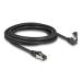 Delock Síťový kabel RJ45 Cat.8.1 S/FTP, zalomený dolů o 90° / přímý, 3 m, černý