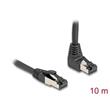 Delock Síťový kabel RJ45 Cat.8.1 S/FTP, zalomený nahoru o 90° / přímý, 10 m, černý