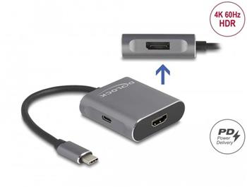 Delock Splitter USB Type-C™ (režim DP Alt) na 1 x HDMI a 1 x DisplayPort MST s USB Type-C™ PD
