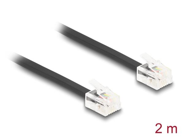 Delock Telefonní kabel RJ11, ze zástrčky na zástrčku RJ11, černý, 2 m