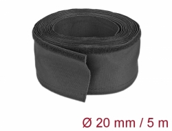 Delock Tkaninové opláštění s uzávěrem na suchý zip, 5 m x 20 mm, černé