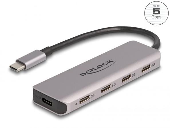 Delock USB 5 Gbps 4 portový Hub USB Type-C™ s konektorem USB Type-C™