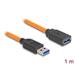 Delock USB 5 Gbps kabel, ze zástrčky USB Typu-A na samice USB Typu-A, k focení s tetheringem, 1 m, oranžový