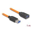 Delock USB 5 Gbps kabel, ze zástrčky USB Typu-A na samice USB Typu-A, k focení s tetheringem, 1 m, oranžový