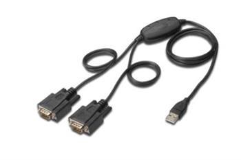 Digitus Adaptér USB na sériový port, RS232 2 x RS232, typ kabelu, Čipset: FT2232H, 1,5 m