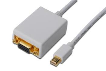 Digitus kabelový Adaptér DisplayPort, mini DP - HD15 M / F, 0,15 m, kompatibilní s DP 1.1a, CE, wh