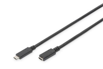 Digitus Prodlužovací kabel USB C na C samec/samice 1,5 m, 3A, 480 MB, verze 2.0, bl