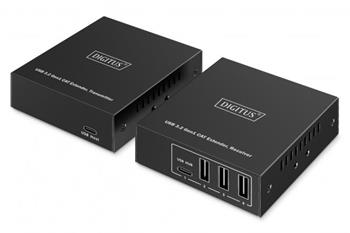 DIGITUS USB 3.2 Gen1 CAT Extender, 5 Gbps, 4 porty: 3x USB-A / 1x USB-C, 100m