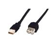 Digitus USB kabel prodlužovací A-A, 2xstíněný, měď, 5m, černý