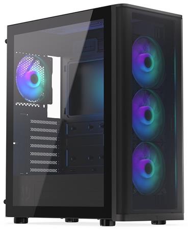 Endorfy Ventum 400 ARGB,Skříň, Middle tower, bez zdroje, 4× 120mm ARGB ventilátor, 2× USB 3.0, 1× USB-C, tvrzené sklo,mesh panel,