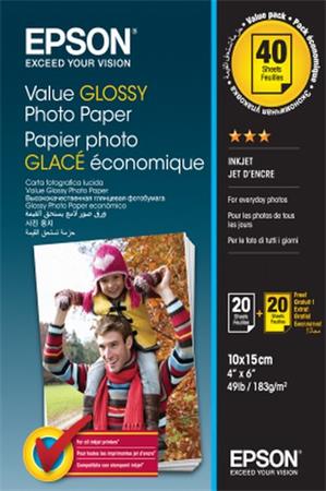 EPSON paper 10x15 - 183g/m2 - 2x20 sheets - value glossy photo paper