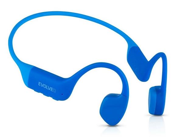 EVOLVEO BoneMax, bezdrátová sluchátka na lícní kosti, MP3 32GB, IPX8, modré
