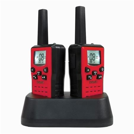 EVOLVEO FreeTalk 2W, PMR vysílačka s výkonem 0,5 a 2W, červenočerná