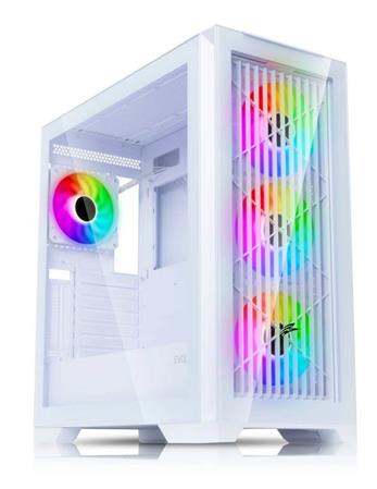 EVOLVEO Ptero Q2G, skříň ATX, 4x ARGB ventilátor, čelní+boční panel sklo, bílá