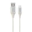 GEMBIRD CABLEXPERT Kabel USB 2.0 AM na Type-C kabel (AM/CM), 1m, opletený, bílo-strříbrný, blister, PREMIUM QUALITY