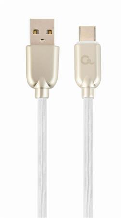 GEMBIRD CABLEXPERT Kabel USB 2.0 AM na Type-C kabel (AM/CM), 1m, pogumovaný, bílý, blister, PREMIUM QUALITY