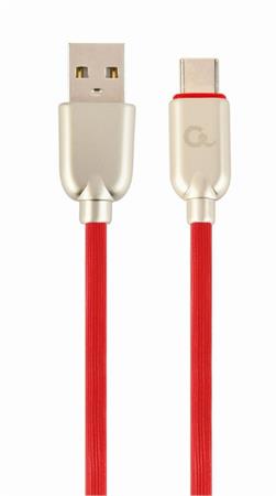 GEMBIRD CABLEXPERT Kabel USB 2.0 AM na Type-C kabel (AM/CM), 2m, pogumovaný, červený, blister, PREMIUM QUALITY