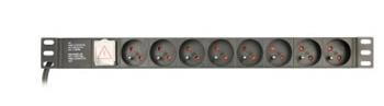 Gembird Napájecí jednotka (PDU), 8 francouzských zásuvek, 1U, 10A, C14 konektor, 3 m kabel