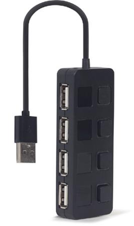 GEMBIRD USB 2.0 4portový hub s vypínači – černý