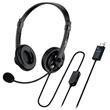 Genius headset - HS-230U, náhlavní, drátový, s mikrofonem, ovládání hlasitosti, délka kabelu 2,4m, USB, černý
