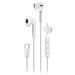 Genius HS-M366 Headset, drátový, do uší, mikrofon, ovládání hlasitosti, 360° rotační klip, USB-C, bílý