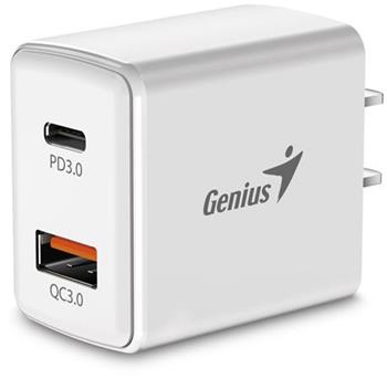 Genius PD-20AC, Napájecí adaptér, síťová nabíječka, 1× USB, 1× USB-C, 3A, Quick