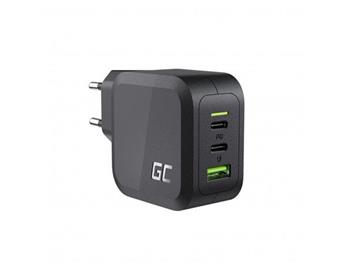 Green Cell GC PowerGaN 65W Charger (2x USB-C Power Delivery, 1x USB-A compatible with Quick Charge 3.0)