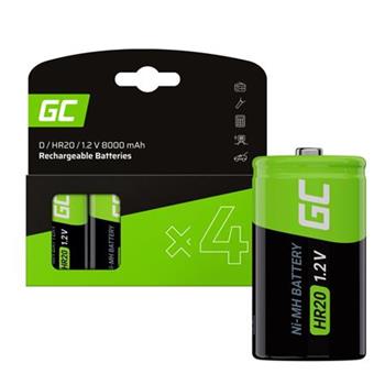 Green Cell Nabíjecí baterie 4x D R20 HR20 Ni-MH 1,2 V 8000 mAh