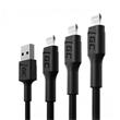 Green Cell Set 3x Cable GC Ray USB - Lightning 30cm, 120cm, 200cm for iPhone, iPad, iPod, white LED, quick charging