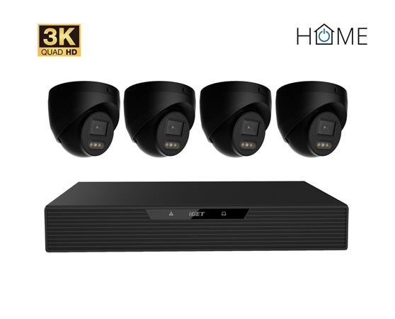 iGET HOMEGUARD N85P4 - N85P4 HOME NVR PoE recorder + 4x black camera, 3K+ (5 MPx) resolution, set