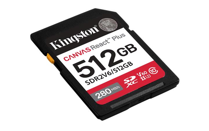 KINGSTON 512GB Canvas React Plus SDXC UHS-II 280R/100W U3 V60 for Full HD/4K