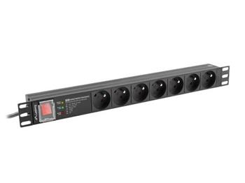 LANBERG NAPÁJECÍ DISTRIBUČNÍ JEDNOTKA (PDU) PRO 19" 1U 16A 2M 7X FRANCOUZSKÉ ZÁSUVKY SPD-3MP ČERNÁ