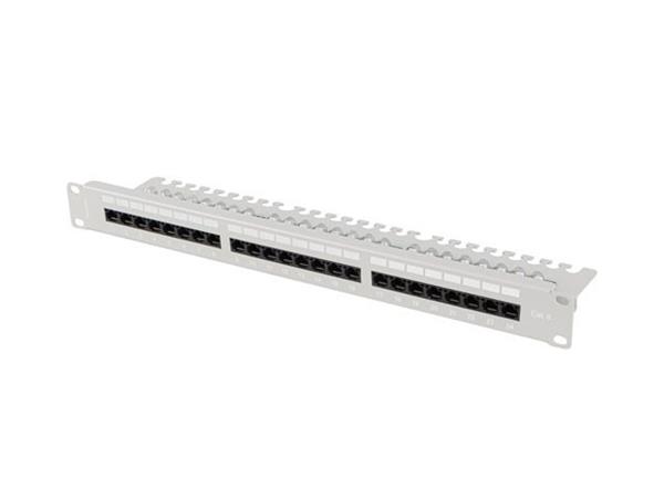 LANBERG PATCH PANEL 24 PORTŮ 1U 19" CAT.6 UTP S POLICÍ ŠEDÝ