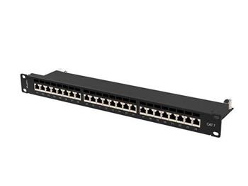 LANBERG PATCH PANEL 24 PORTŮ 1U 19" CAT.7 FTP STÍNĚNÝ ČERNÝ
