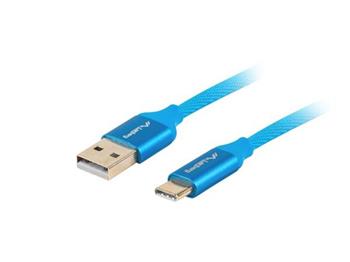 LANBERG USB-C (M) na USB-A (M) 2.0 kabel 1m, modrý, rychlé nabíjení 3.0