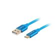 LANBERG USB-C (M) na USB-A (M) 2.0 kabel 1m, modrý, rychlé nabíjení 3.0