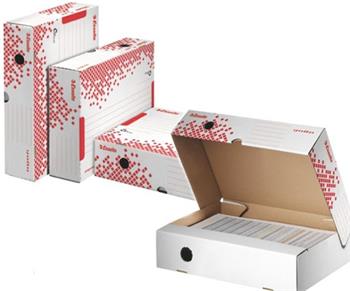 LEITZ Esselte Speedbox rychle-složitelný archivační kontejner s víkem L, bílá-červená