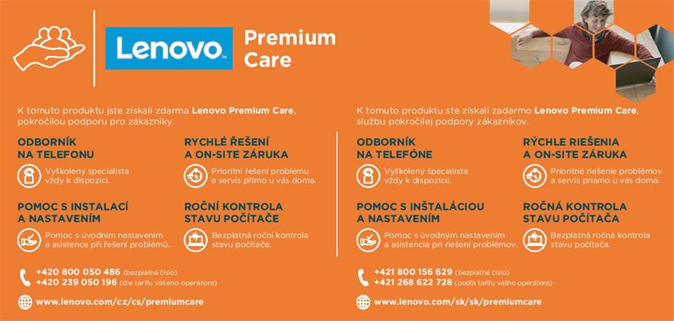 Lenovo rozšíření záruky Lenovo CONS/SMB NTB řady V PREMIUM CARE 2r on-site NBD (z 2r carry-in)