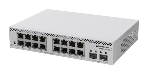 MikroTik 18-portový switch (16x GB Eth, 2x SFP+), CSS318-16G-2S+IN