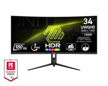 MSI Gaming MAG 342CQR E2, 34" VA zakřivený /3440x1440 (UWQHD)/180Hz/1ms/DP/2xHDM