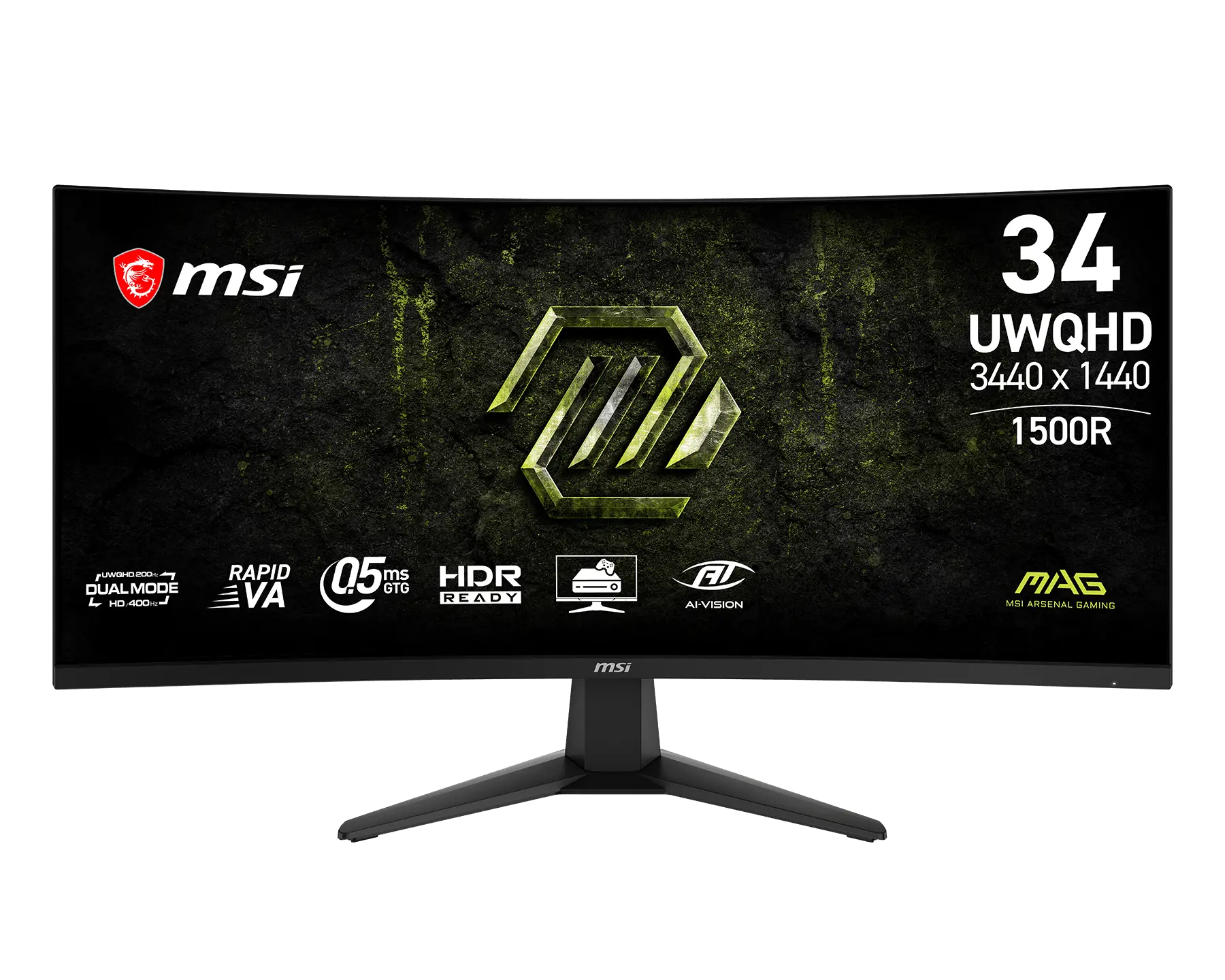 MSI Gaming MAG 346CQDF E20, 34" Rapid VA zakřivený /3440x1440(UWQHD)/200Hz/0,5ms/DP/2xHDMI/černá